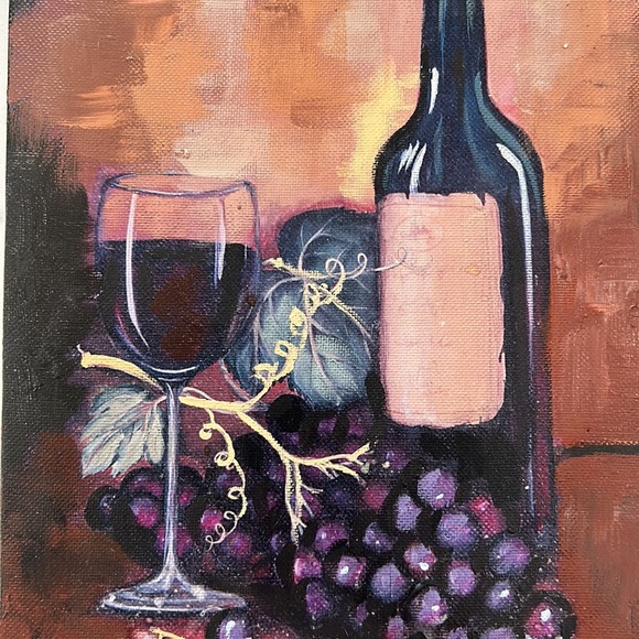 7.5 X 10 Wine Oil Painting - Picture 2 of 2